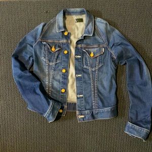 MOTHER Blue Jean Jacket with Yellow Accents